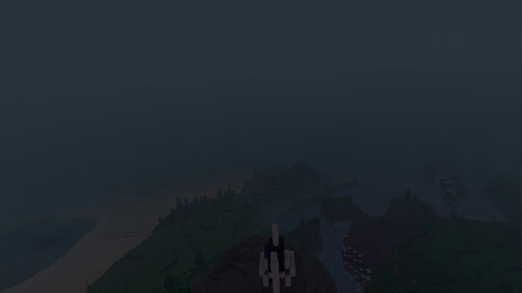 Standing at the top of the world, at night in Pocket Lands.