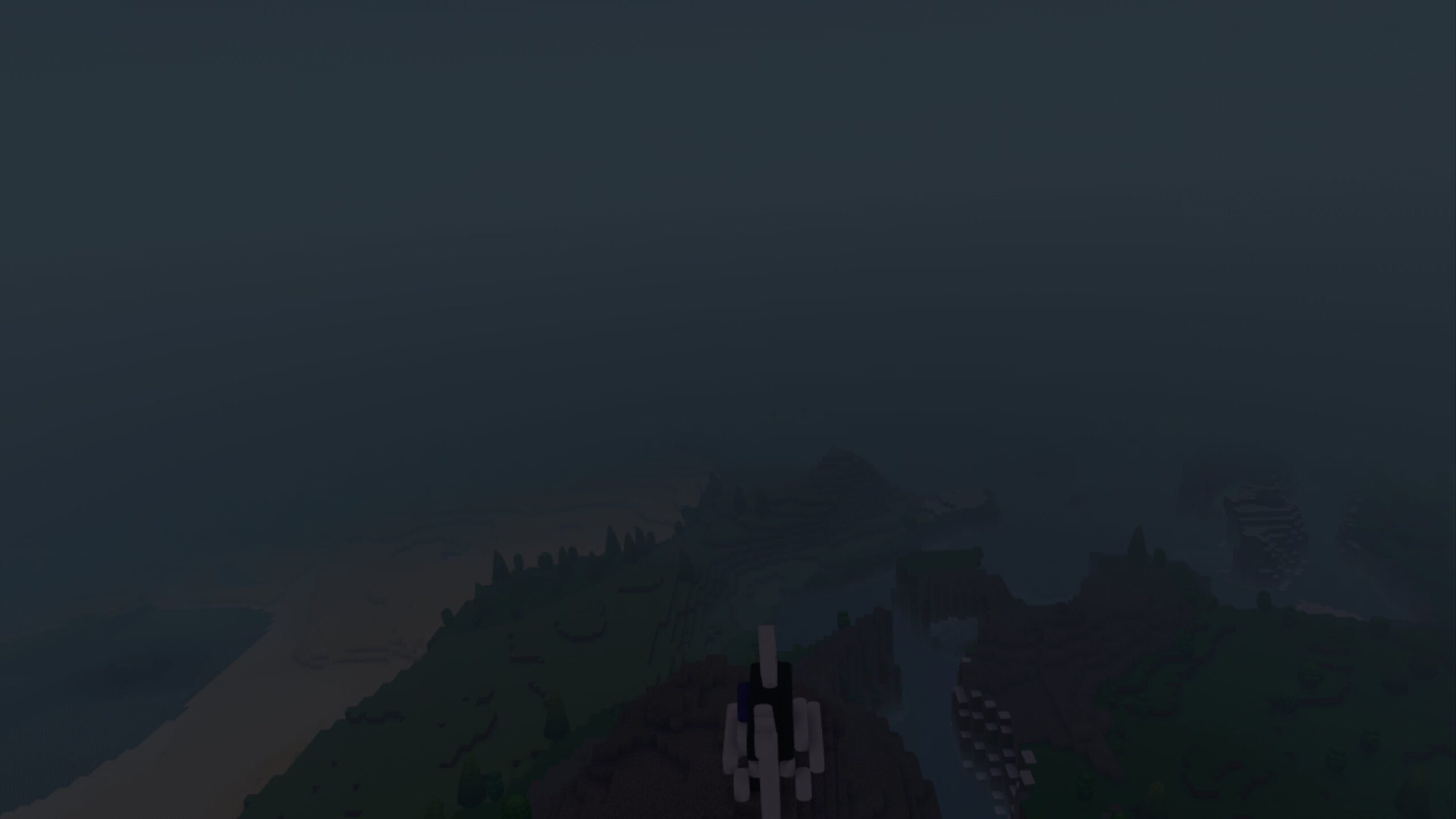 Standing at the top of the world, at night in Pocket Lands.