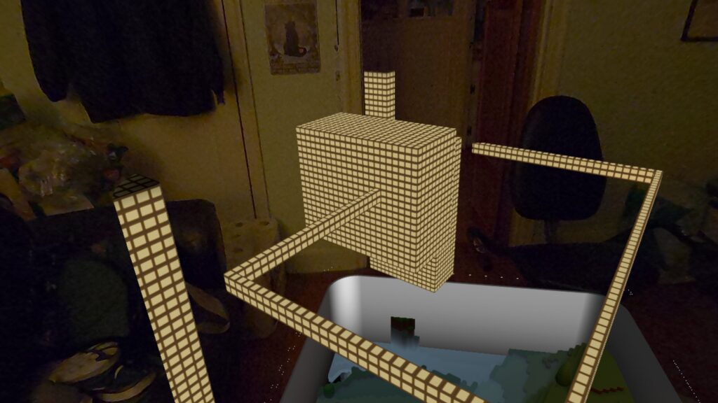 Testing with the light cube and building large things in Pocket Lands, in diorama mode.